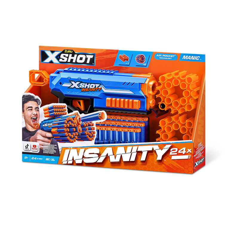 X-Shot Insanity Manic Blaster (24 Darts) by ZURU