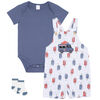 Petit Lem Baby Overall Short Set Blue