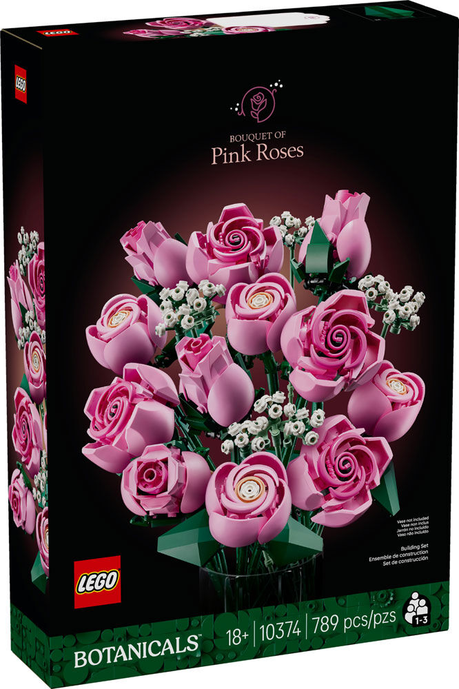LEGO Botanicals Bouquet of Pink Roses Building Set for Adults, Ages 18+ - Floral Room Decor - 10374
