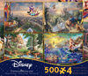 Four 500 Piece Thomas Kinkade Disney Puzzles - Aladdin, Beauty and the Beast, Winnie the Pooh and The Little Mermaid