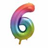 Rainbow Number 6 Shaped Foil Balloon 34"