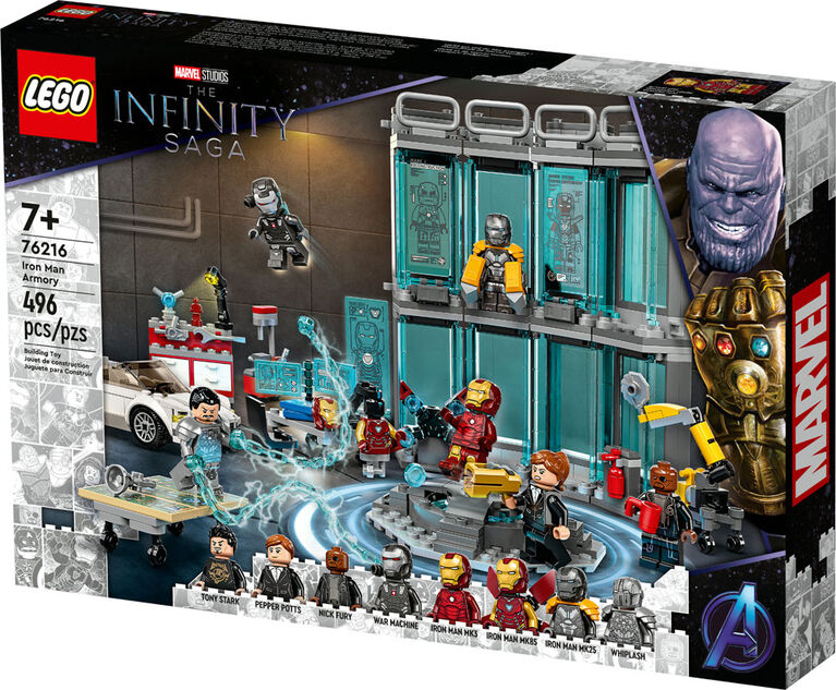 LEGO Marvel Iron Man Armory 76216 Building Kit (496 Pieces)