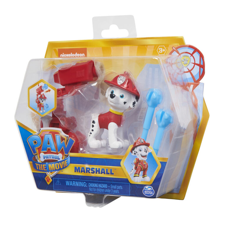 PAW Patrol, Movie Collectible Marshall Action Figure with Clip-on Backpack and 2 Projectiles