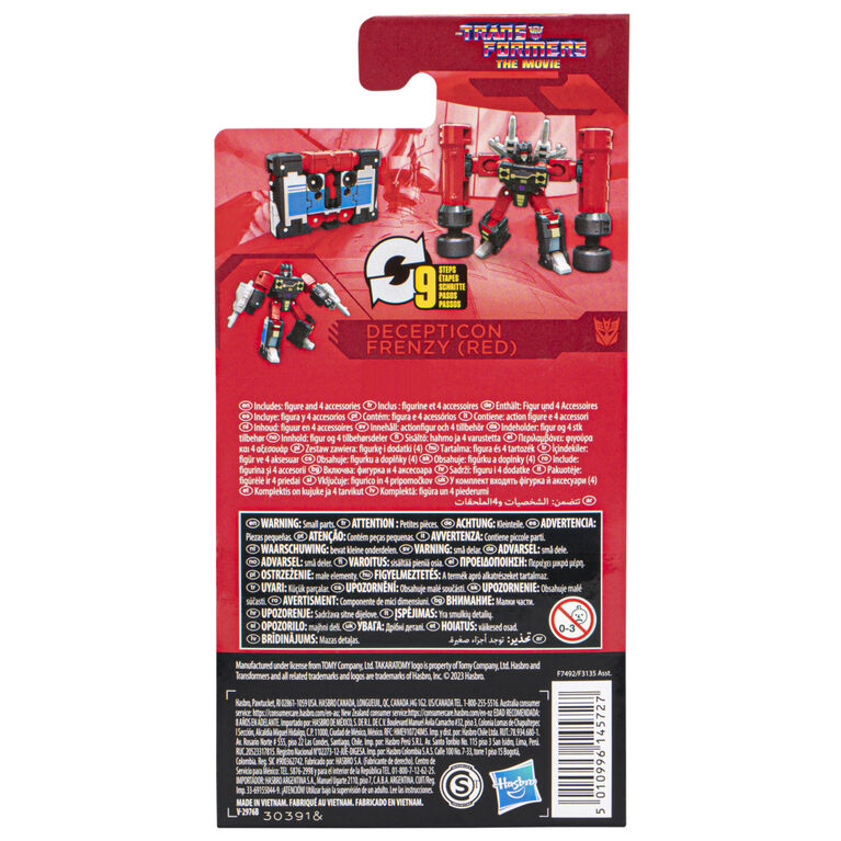 Transformers Generations Studio Series, figurine Decepticon Frenzy (Rouge) classe Origine de 8,5 cm, Les Transformers : le film