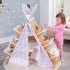 KidKraft Wood Book Nook Tent with 6 Shelves, Children's Bookcase, Caramel Ash Color