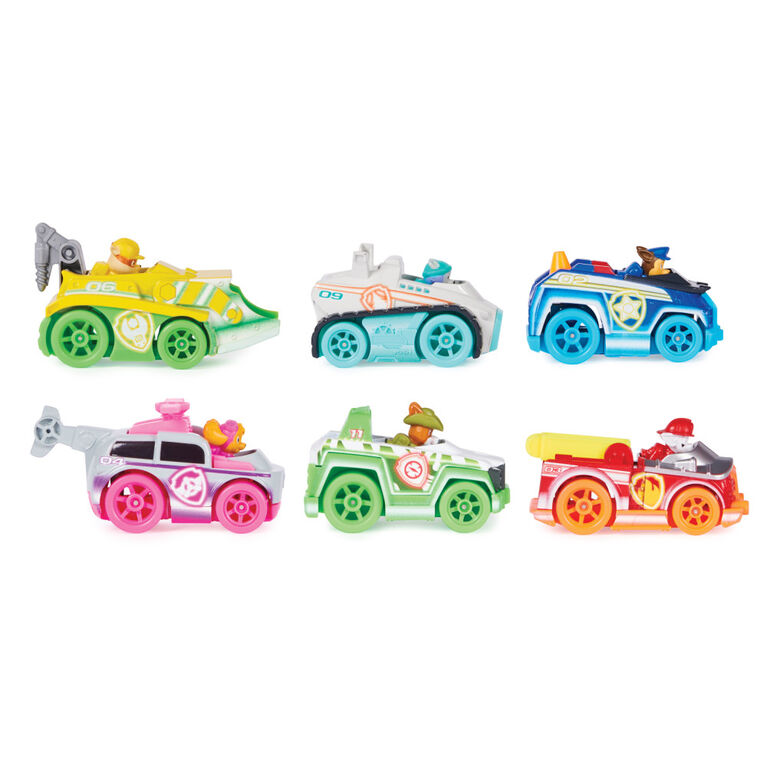 PAW Patrol, True Metal Neon Rescue Vehicle Gift Pack, Coffret cadeau de 6 véhicules en métal moulé à collectionner, échelle 1:55