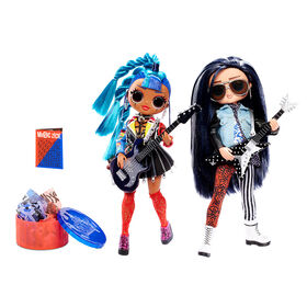 Paquet de 2 poupées L.O.L. Surprise! O.M.G. Remix Rocker Boi et Punk Grrrl : 2 poupées-mannequins avec musique - Édition anglaise