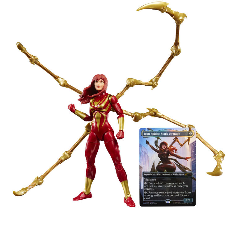 Marvel Legends Series Magic: The Gathering Mary Jane Watson (Iron Spider), Spider-Man Action Figure and Exclusive Foil Trading Card