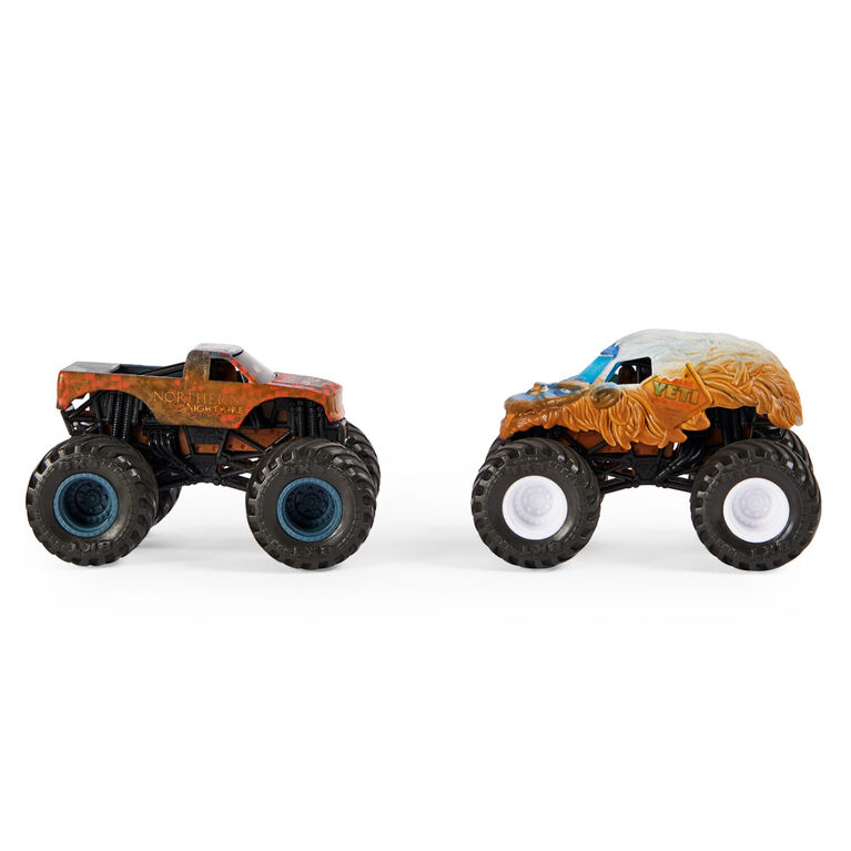 Monster Jam, Official Yeti vs. Sparkle Smash Color-Changing Die-Cast Monster Trucks, 1:64 Scale