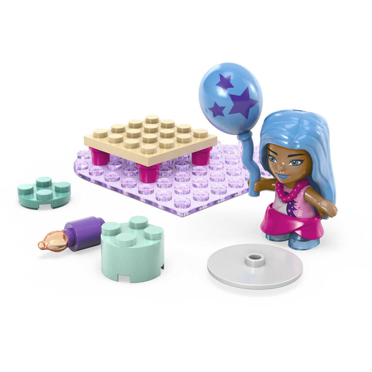 Mega Barbie Color Reveal Birthday Party Building Set with Micro-Doll & Accessories (19 pcs)