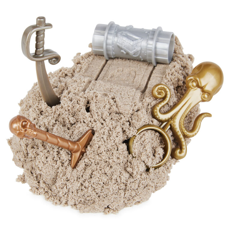 Kinetic Sand, Treasure Hunt Playset with 9 Surprise Reveals, 1.25lbs Brown and Rare Shimmer Gold Play Sand