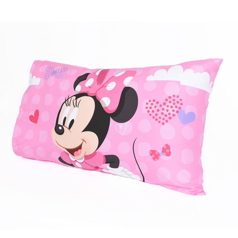 Disney Minnie Mouse 3 Piece Toddler Bedding Set with Reversible Comforter, Fitted Sheet and Pillowcase by Nemcor