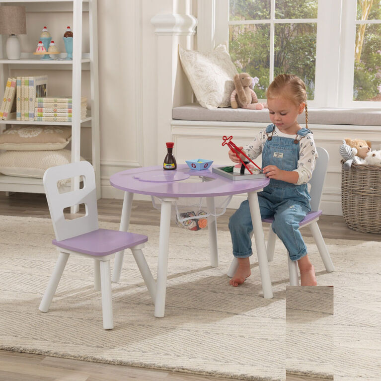 Ensemble table de rangement ronde + chaise - Lavande