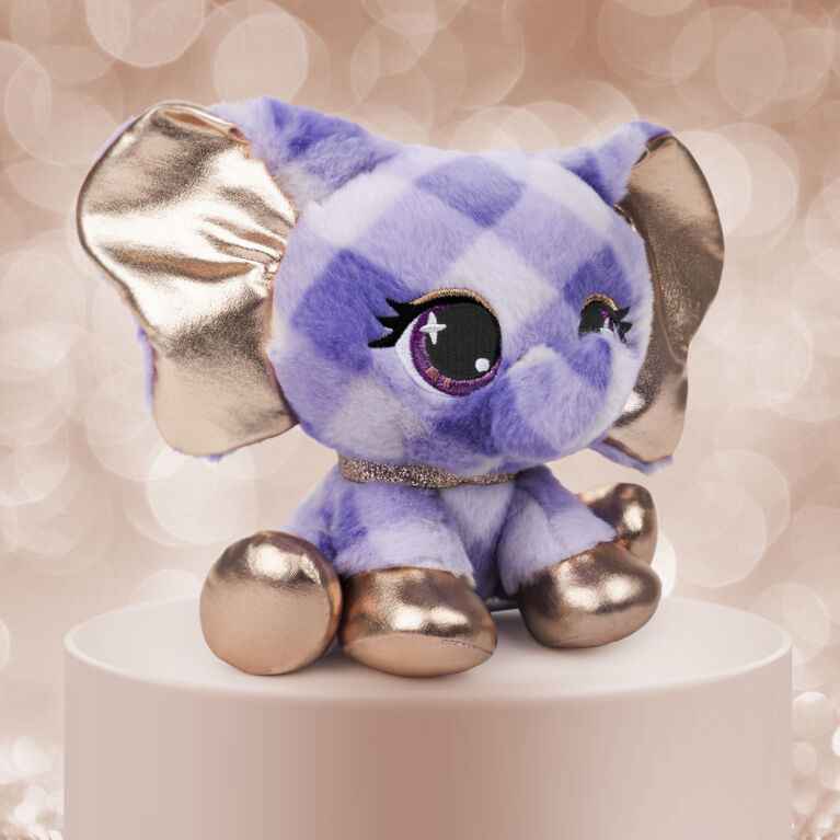 GUND P.Lushes Designer Fashion Pets, Ella L'Phante, éléphante en peluche de luxe douce et élégante, bleu et or, 15,2 cm