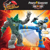 Power Rangers Dino Fury Battle Attackers, Blue Ranger et Shockhorn, 2 figurines avec de coup de pied et accessoire
