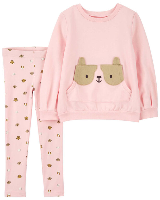 Carter's Two Piece Dog French Terry Pullover and Legging Set Pink  3M