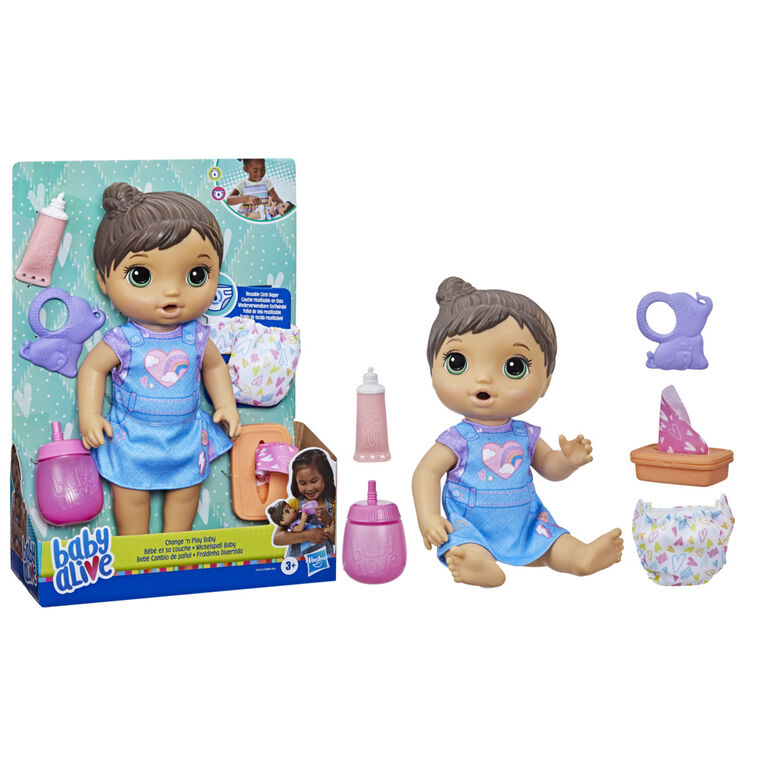 Baby Alive Bébé et sa couche, boit et mouille sa couche, couche réutilisable en tissu, poupée - Notre exclusivité