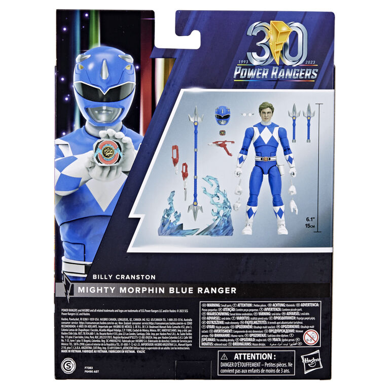 Power Rangers Lightning Collection Remastered, figurine articulée Mighty Morphin Ranger bleu de 15 cm