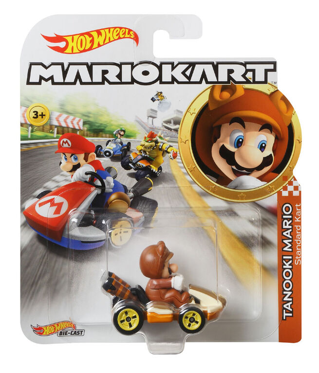 Hot Wheels Mario Kart Replica Tanooki Mario Standard Kart Die-Cast