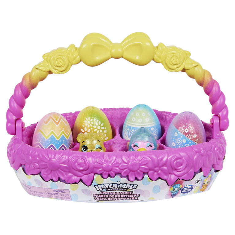 Hatchimals CollEGGtibles, Spring Basket with 5 Hatchimals and 3 Pets