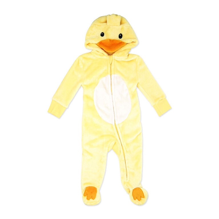 Baby Mode Hooded Flannel Fleece Pram: Yellow Duck 3M
