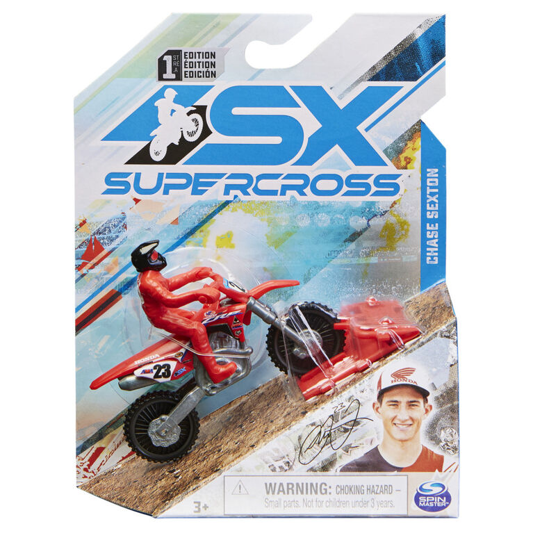 Supercross, Authentic 5-Pack of 1:24 Scale Die-Cast Motorcycles with Rider  Figure, Toy Moto Bike for Kids and Collectors Ages 3 and up, Small