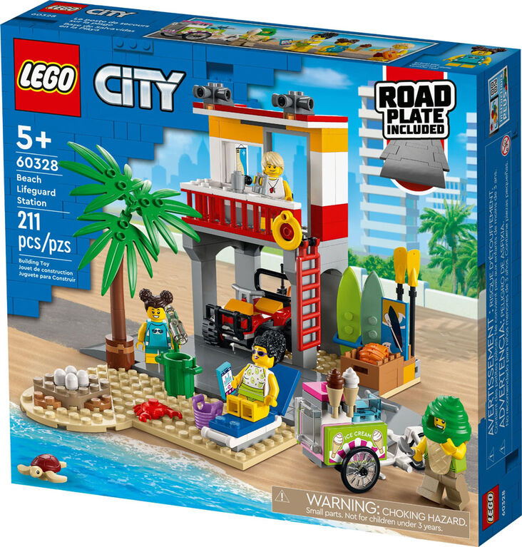 Lego 60328 city le poste de secours sur la plage, jouet de