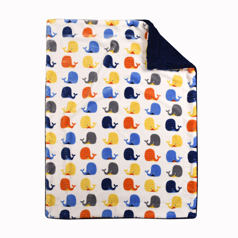 Baby's First By Nemcor Ultimate Sherpa Baby Blanket Whale Design