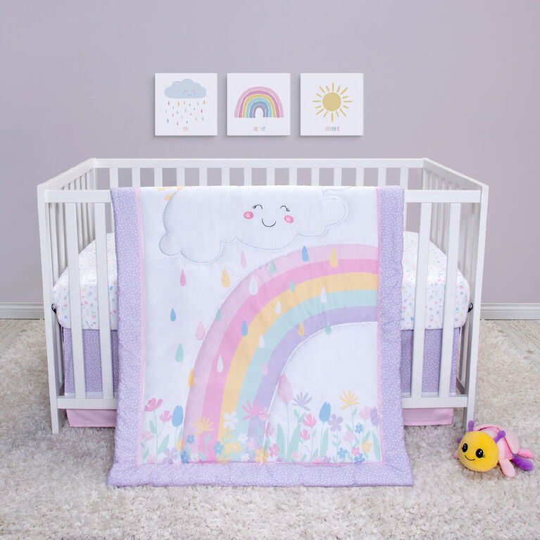 Ensemble De Literie Pour Berceau 4 Pièces Rainbow Showers