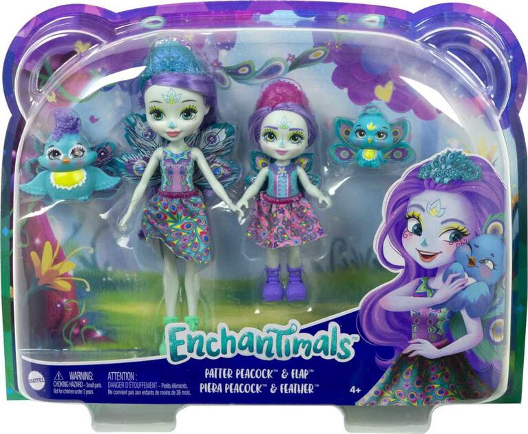 Enchantimals Patter Peacock & Flap Sister Dolls and Piera Peacock & Feather