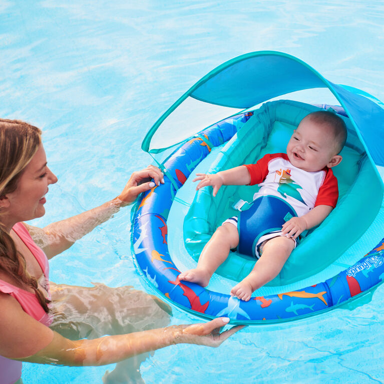Swimways, Bou&eacute;e gonflable et pare-soleil Infant Spring Float, pour b&eacute;b&eacute;s de 3 &agrave; 9 mois, requins