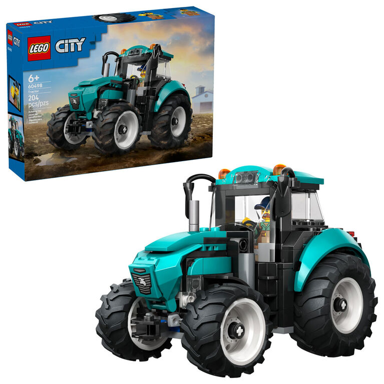 LEGO City Le tracteur - Ensemble de construction avec Fermier sur le Th&egrave;me de la Ferme - Cadeau pour les 6 ans et plus - 60498