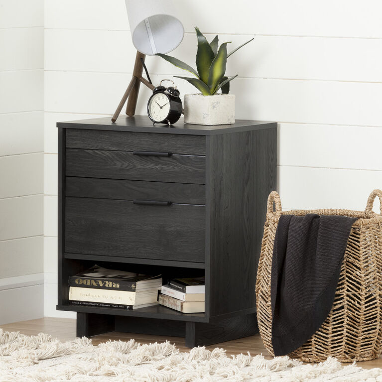 Fynn Nightstand with Drawers Gray Oak