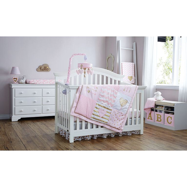 Lambs & Ivy Baby Love Heart 3-Piece Crib Bedding Set - Pink/Gold - R Exclusive
