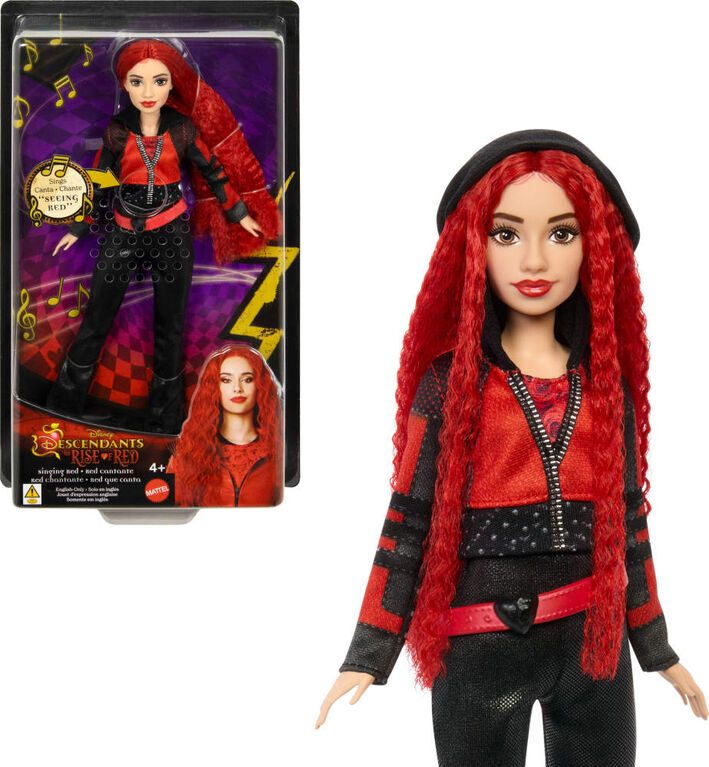Disney Descendants: The Rise of Red Poupée Red chantante, avec vêtements et accessoires inspirés du film, chante " Seeing Red "