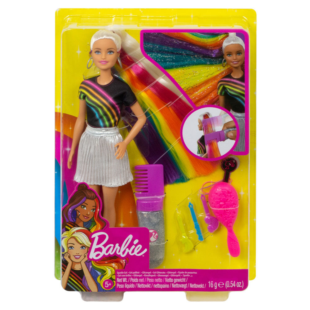 barbie with rainbow glitter hair