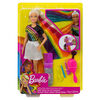 Poupée Barbie Chevelure Paillettes Arc-en-ciel avec cheveux blonds arc-en-ciel très longs, gel pailleté, peigne et accessoires de coiffure