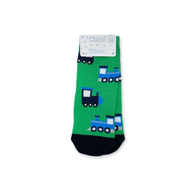 Chloe + Ethan - Toddler Socks, Green Trains