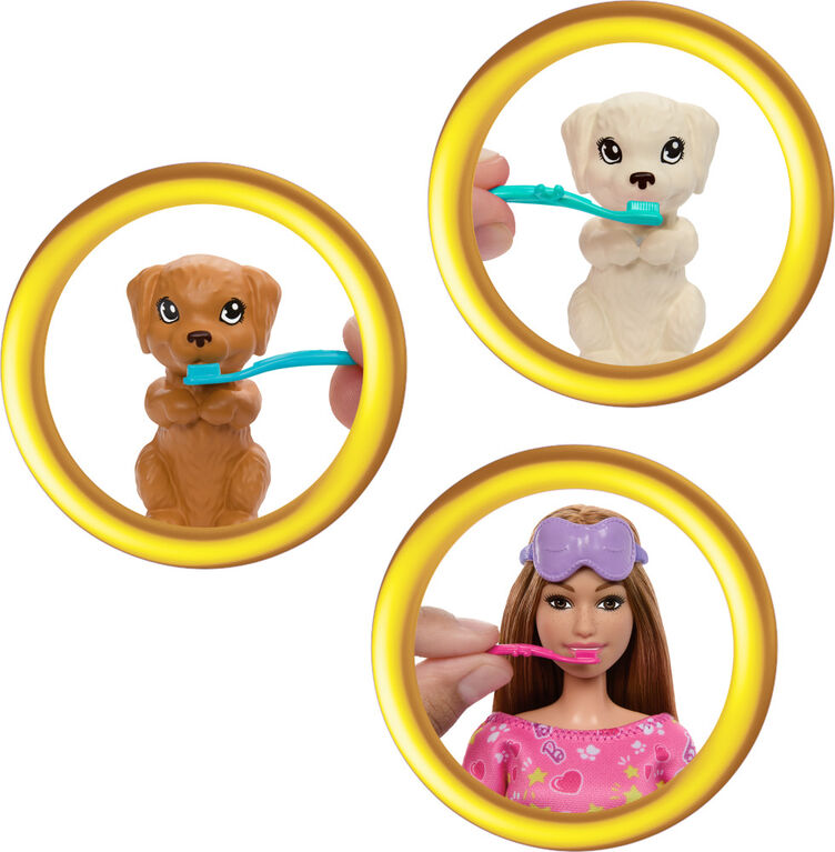 Barbie Doll & Puppy Slumber Party Playset with 2 Toy Dog Figures & 10+ Accessories, Color-Change