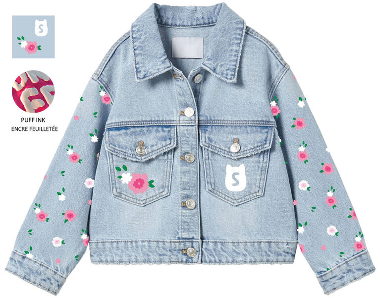 Kids Squishmallows Flower Denim Jacket Blue Small