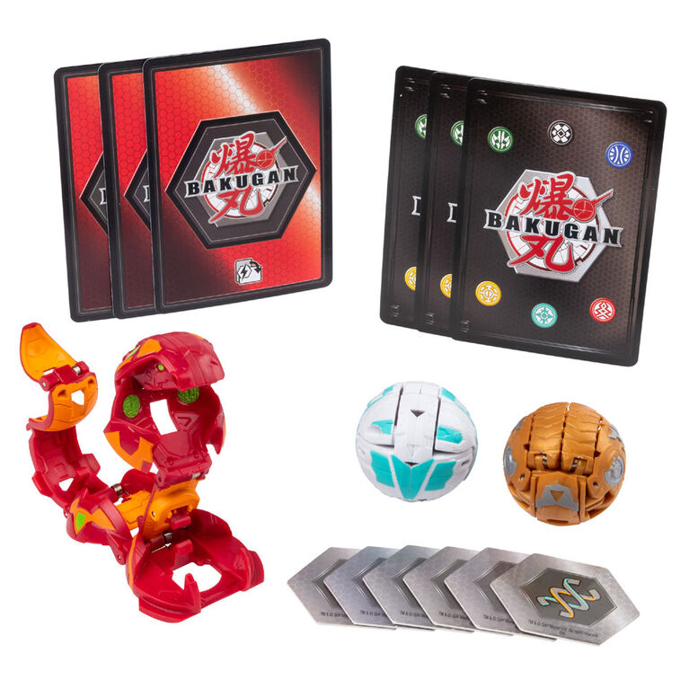 Bakugan Starter Pack 3-Pack, Pyrus Fangzor, Collectible Transforming Creatures