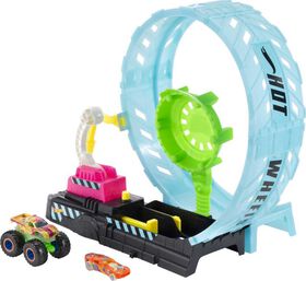  Hot Wheels Monster Trucks Arena Smashers Glow-in-The-Dark  Gunkster Playset with 1 Glow-in-The-Dark 1:64 Scale Gunkster Toy Truck & 2  Crushable Cars : Toys & Games