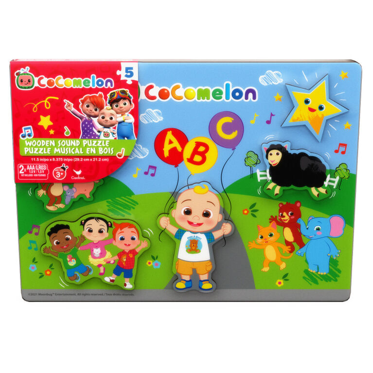 Cocomelon, Wooden Musical 5 Jumbo Piece Jigsaw Puzzle- Singalong with JJ and Friends