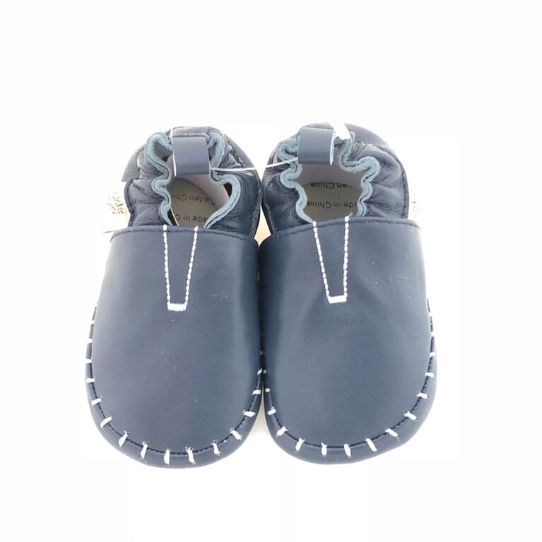Tickle-toes Chaussons de cuir pour bébé classique bleu - 12-18 mois.