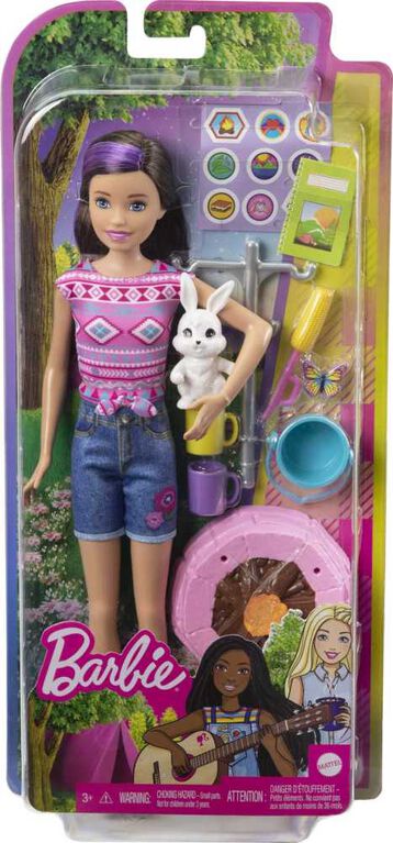 Coffret Barbie Vive le Camping avec Poupée Skipper (environ 25cm), Lapin