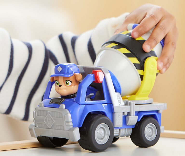 Rubble and Crew, Mix's Cement Mixer jouet avec figurine articulée et jouet de construction mobile