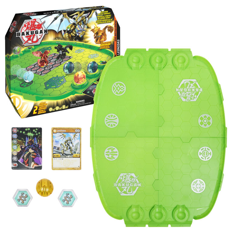 Bakugan Evo Battle Arena, Avec Bakugan Leonidas exclusif, Plateau de jeu néon pour Bakugan à collectionner