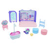 DreamWorks Gabby's Dollhouse, Primp and Pamper Bathroom with MerCat Figure, 3 Accessories, 3 Furniture and 2 Deliveries