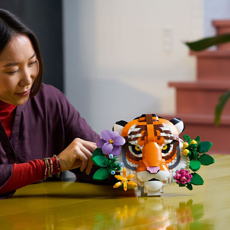 LEGO Art La Collection de la Faune - Le Tigre, Cadeau de Pendaison de Crémaillère pour une Nouvelle Maison, Idée de Décoration Florale 31217