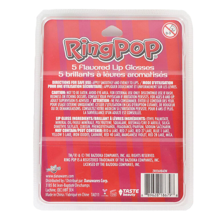 Ring Pop 5pk Lip Gloss Tube Wands